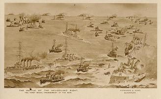 Postcard of the Battle from the scrapbook of Leading Signalman George Smith, then on board HM Destroyer Forester